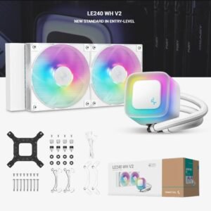 DeepCool LE240 WH V2 CPU Liquid Cooler 240mm Radiator With Frosted Pump 2x ARGB Fans Anti-Leak Tech PWM Control Intel LGA1851/1700/1200 AMD AM5/AM4 | WHITE