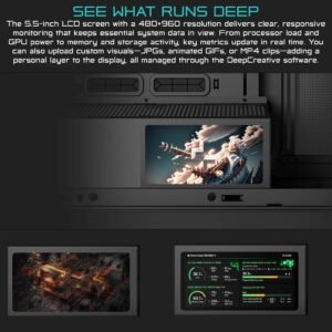 DeepCool GENOME III Full-Tower PC Case With Integrated 420mm AIO Liquid Cooling, 5.5-Inch LCD Screen, E-ATX Support, Anti-Leak Reservoir & Premium RGB Design