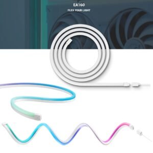 DeepCool EA160 ARGB PC Light Strip With 96 SMD3535 LEDs, 1600mm Flexible Silicone Body, Translucent Diffuser, 3M Mounting Clips, And Motherboard Sync Support | WHITE