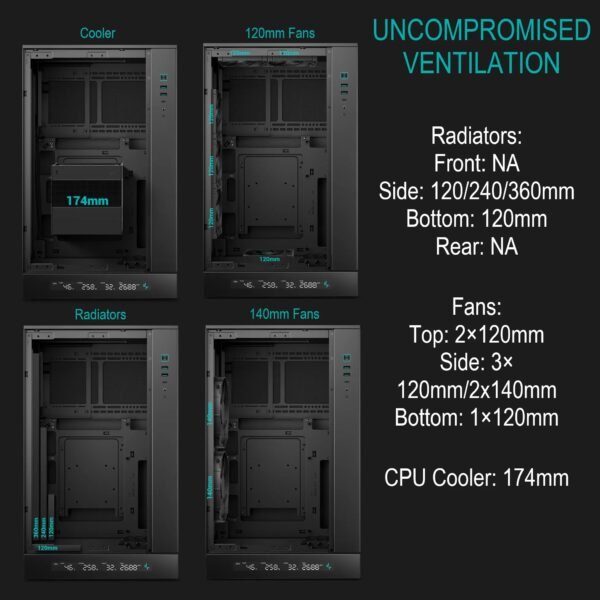 DeepCool CH270 DIGITAL Micro-ATX Gaming Case – Tempered Glass Side Panel, Digital Display Base, High Airflow Mesh, 413mm GPU Support, USB 3.0 & Gen2 Type-C | BLACK