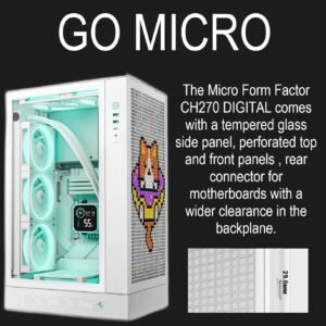 2025/12/1000381185.jpg DeepCool CH270 DIGITAL WH Micro-ATX Gaming Case – Tempered Glass Side Panel, Digital Display Base, High Airflow Mesh, 413mm GPU Support, USB 3.0 & Gen2 Type-C | WHITE