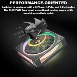 2025/12/1000381214.jpg DeepCool FL12-3 IN 1 ARGB PWM Fan Kit, 120mm x3, 500–2150 RPM, 55 CFM, ≤32 dB, Fluid Dynamic Bearing, 36 Gen2 LEDs, PBT Frame, 8-Pin Daisy Chain, Anti-Vibration Pads | BLACK