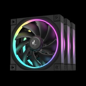 2025/12/1000381218-scaled.jpg DeepCool FL12-3 IN 1 ARGB PWM Fan Kit, 120mm x3, 500–2150 RPM, 55 CFM, ≤32 dB, Fluid Dynamic Bearing, 36 Gen2 LEDs, PBT Frame, 8-Pin Daisy Chain, Anti-Vibration Pads | BLACK