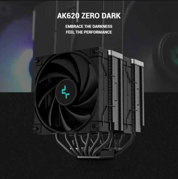 2025/12/1000381223.jpg DeepCool Ak620 Zero Dark Dual-Tower CPU Cooler with 6 Copper Heatpipes , 120mm Fdb Fans , 500-1850 Rpm , 68.99 Cfm, 260w Max Dissipation , Intel LGA AMD AM5/AM4 Sockets | BLACK