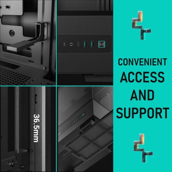 2025/12/1000381240.jpg DeepCool CH690 DIGITAL PC Case With Digital Display, Glass Panel, GPU Holder, USB-C, 450mm GPU, 420mm Radiator, ATX Support, 8 Slots, 3.5”+2.5” Drive Bays, Mesh Mod Option | BLACK