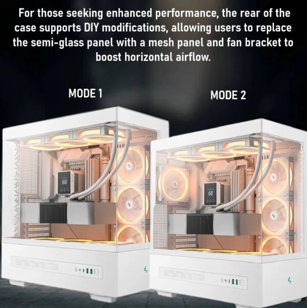 2025/12/1000381243.jpg DeepCool CH690 DIGITAL PC Case With Digital Display, Glass Panel, GPU Holder, USB-C, 450mm GPU, 420mm Radiator, ATX Support, 8 Slots, 3.5”+2.5” Drive Bays, Mesh Mod Option | WHITE