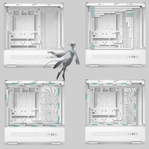 2025/12/1000381246.jpg DeepCool CH690 DIGITAL PC Case With Digital Display, Glass Panel, GPU Holder, USB-C, 450mm GPU, 420mm Radiator, ATX Support, 8 Slots, 3.5”+2.5” Drive Bays, Mesh Mod Option | WHITE