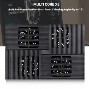 2025/12/1000381263.jpg DeepCool MULTI CORE X8 Laptop Cooler With 4×100mm Fans, Aluminum Panel, Multi-Core Control, 53.4 CFM, 23 dB, USB Hub, Anti-Slip Feet, Up To 17-Inch Laptops, Dual Viewing Angles | BLACK
