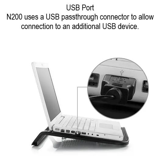 DeepCool N200 Laptop Cooler Black With 120mm Silent Fan, Aluminum Mesh Panel, Anti-Slip Bar, USB Passthrough, And Hydro Bearing For Efficient Cooling for Laptops up to 15.6 inches | BLACK