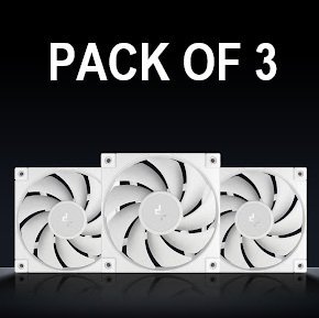 DeepCool FD14 WH 140mm 3x FROST WHITE Fans ; 25.2 dB(A) Noiseless ; High Performance 4-Pin PWM Fan Outfitted With 8-Pin Connection In Frame To Daisy Chain ; Corner Rubber Pads | Pack of 3 Fans