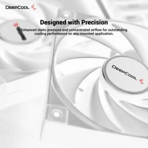 DeepCool FD14 WH 140mm 3x FROST WHITE Fans ; 25.2 dB(A) Noiseless ; High Performance 4-Pin PWM Fan Outfitted With 8-Pin Connection In Frame To Daisy Chain ; Corner Rubber Pads | Pack of 3 Fans