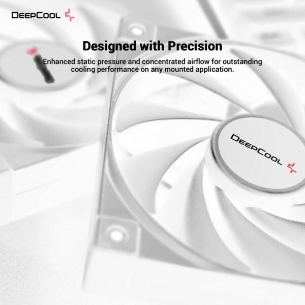 DeepCool FD14 WH 140mm 3x FROST WHITE Fans ; 25.2 dB(A) Noiseless ; High Performance 4-Pin PWM Fan Outfitted With 8-Pin Connection In Frame To Daisy Chain ; Corner Rubber Pads | Pack of 3 Fans