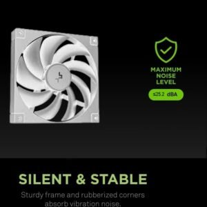 DeepCool FD14 WH 140mm 3x FROST WHITE Fans ; 25.2 dB(A) Noiseless ; High Performance 4-Pin PWM Fan Outfitted With 8-Pin Connection In Frame To Daisy Chain ; Corner Rubber Pads | Pack of 3 Fans