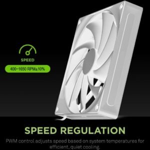 DeepCool FD14 WH 140mm 3x FROST WHITE Fans ; 25.2 dB(A) Noiseless ; High Performance 4-Pin PWM Fan Outfitted With 8-Pin Connection In Frame To Daisy Chain ; Corner Rubber Pads | Pack of 3 Fans