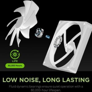 DeepCool FD14 WH 140mm 3x FROST WHITE Fans ; 25.2 dB(A) Noiseless ; High Performance 4-Pin PWM Fan Outfitted With 8-Pin Connection In Frame To Daisy Chain ; Corner Rubber Pads | Pack of 3 Fans