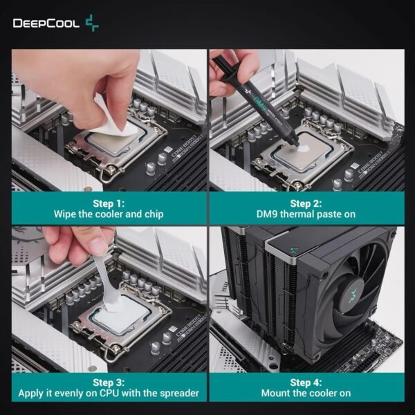 Deepcool DM9 Silicone Resin Based Thermal Paste 4 grams ; Ultra-stable within -50°C to +250°C ; Professional-Grade Low Thermal Resistance & High Thermal Conductivity ; 4g Grease Weight | GREY