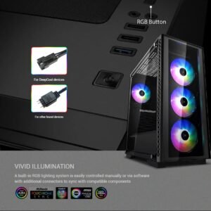 2025/12/1000381327.jpg DeepCool Matrexx 50 ADD-RGB 4F Mid-Tower ATX Case With 4 A-RGB Fans, Dual Tempered Glass, 360mm Radiator Support, E-ATX Compatibility, PSU Shroud, Up To 370 mm GPU , 170 mm Max PSU ,USB 3.0 | BLACK