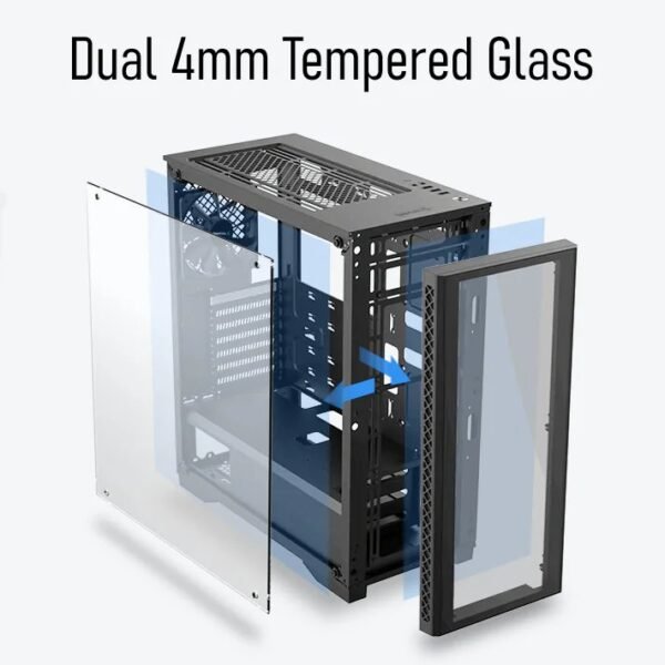 2025/12/1000381329.jpg DeepCool Matrexx 50 ADD-RGB 4F Mid-Tower ATX Case With 4 A-RGB Fans, Dual Tempered Glass, 360mm Radiator Support, E-ATX Compatibility, PSU Shroud, Up To 370 mm GPU , 170 mm Max PSU ,USB 3.0 | BLACK