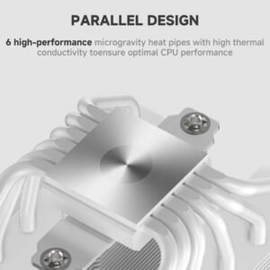 DEEPCOOL AK620 DIGITAL PRO WH Dual Tower ARGB CPU Air Cooler With Digital Screen : Temperature Alerts Digital Display ; ARGB Strips ; 60.89 CFM up to 1750 RPM ; 120mm Silent PWM Fan ; 6 Advanced Copper Heat Pipes ; Core Touch 2.0 | WHITE