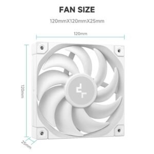 DEEPCOOL AK620 DIGITAL PRO WH Dual Tower ARGB CPU Air Cooler With Digital Screen : Temperature Alerts Digital Display ; ARGB Strips ; 60.89 CFM up to 1750 RPM ; 120mm Silent PWM Fan ; 6 Advanced Copper Heat Pipes ; Core Touch 2.0 | WHITE