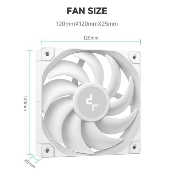 DEEPCOOL AK620 DIGITAL PRO WH Dual Tower ARGB CPU Air Cooler With Digital Screen : Temperature Alerts Digital Display ; ARGB Strips ; 60.89 CFM up to 1750 RPM ; 120mm Silent PWM Fan ; 6 Advanced Copper Heat Pipes ; Core Touch 2.0 | WHITE