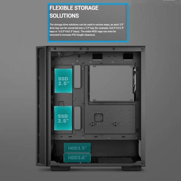 DeepCool MATREXX 55 V4 MESH ATX Gaming Case : Supports Mini-ITX / Micro-ATX / ATX Motherboards ; Build-in Front LED Strip + ARGB PWM Fans 3x 140mm & 1x 120mm ; up to 370mm GPU  ; USB3.0×2 , Audio×1 Front I/O Ports | BLACK R-MATREXX55-BKAGA4