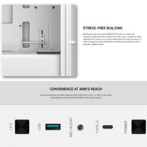 2025/12/1000381414.jpg DEEPCOOL CH360 DIGITAL WH ARGB mATX White Gaming Case – Supports Mini-ITX / Micro-ATX – Build in One 120mm & Two 140mm ARGB Fans | REAL-TIME DUAL-STATUS DIGITAL DISPLAY | USB3.0, Audio , TYPE-C Front I/O Ports | Tempered Glass Window | WHITE R-CH360-WHAPE3D-G-1