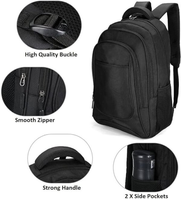 2025/12/1000381419.jpg Black Laptop Backpack, Rucksack, Lightweight – fits up to 17″ inch Laptop or Tablet – Water Resistant – Large Capacity & Organized Pockets – Carry on Flight Approved – – for Work Travel University School Hiking