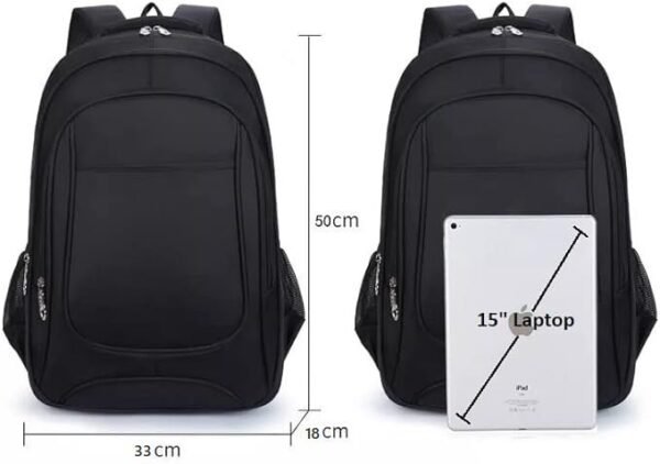 2025/12/1000381420.jpg Black Laptop Backpack, Rucksack, Lightweight – fits up to 17″ inch Laptop or Tablet – Water Resistant – Large Capacity & Organized Pockets – Carry on Flight Approved – – for Work Travel University School Hiking