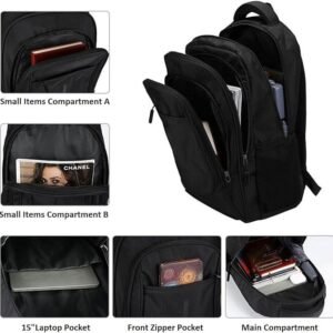 2025/12/1000381424.jpg Black Laptop Backpack, Rucksack, Lightweight – fits up to 17″ inch Laptop or Tablet – Water Resistant – Large Capacity & Organized Pockets – Carry on Flight Approved – – for Work Travel University School Hiking
