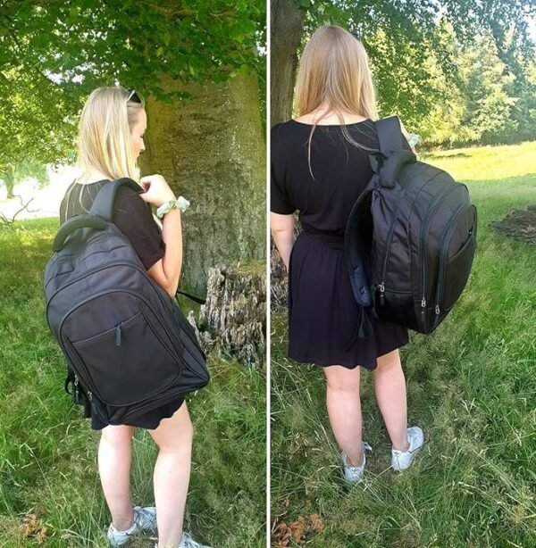 2025/12/1000381427.jpg Black Laptop Backpack, Rucksack, Lightweight – fits up to 17″ inch Laptop or Tablet – Water Resistant – Large Capacity & Organized Pockets – Carry on Flight Approved – – for Work Travel University School Hiking