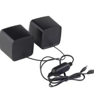 Kisonli A303 USB2 3W Speaker: 2.0 Stereo Sound, 3W x 2 Power, 3.5mm Audio Cable, High-Quality Sound for Laptop, Desktop, and Mobile Devices.