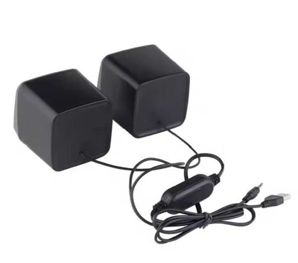 Kisonli A303 USB2 3W Speaker: 2.0 Stereo Sound, 3W x 2 Power, 3.5mm Audio Cable, High-Quality Sound for Laptop, Desktop, and Mobile Devices.