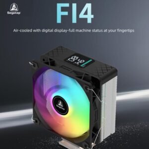 Segotep FI4 Digital Black Air Cooler with 4 Copper Heat Pipes, 120mm PWM ARGB Fan, Detachable Real-Time CPU Status Display, 180W TDP Cooling for Intel LGA1700 & AMD AM5 Systems