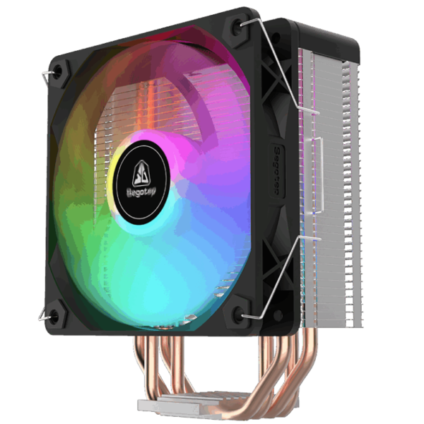 Segotep FI4 Digital Black Air Cooler with 4 Copper Heat Pipes, 120mm PWM ARGB Fan, Detachable Real-Time CPU Status Display, 180W TDP Cooling for Intel LGA1700 & AMD AM5 Systems