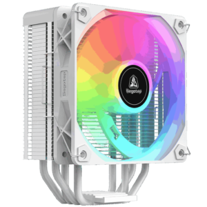Segotep FI4 Digital White Air Cooler with 4 Copper Heat Pipes, 120mm PWM ARGB Fan, Detachable Real-Time CPU Status Display, 180W TDP Cooling for Intel LGA1700 & AMD AM5 Systems