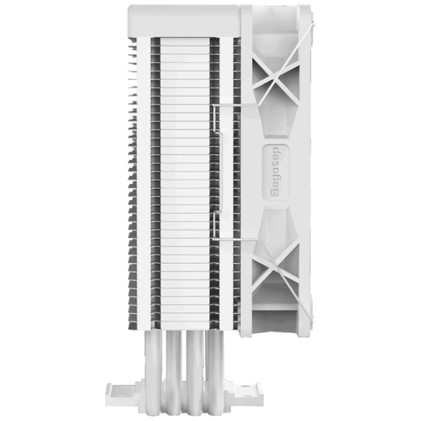 Segotep FI4 Digital White Air Cooler with 4 Copper Heat Pipes, 120mm PWM ARGB Fan, Detachable Real-Time CPU Status Display, 180W TDP Cooling for Intel LGA1700 & AMD AM5 Systems