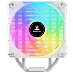 Segotep FI4 Digital White Air Cooler with 4 Copper Heat Pipes, 120mm PWM ARGB Fan, Detachable Real-Time CPU Status Display, 180W TDP Cooling for Intel LGA1700 & AMD AM5 Systems
