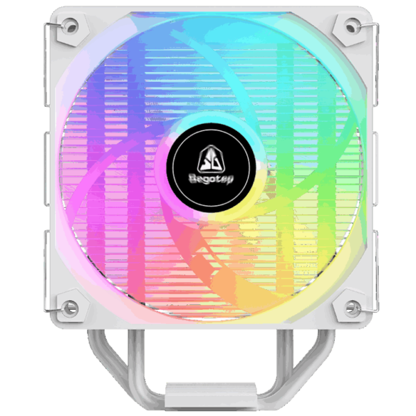 Segotep FI4 Digital White Air Cooler with 4 Copper Heat Pipes, 120mm PWM ARGB Fan, Detachable Real-Time CPU Status Display, 180W TDP Cooling for Intel LGA1700 & AMD AM5 Systems