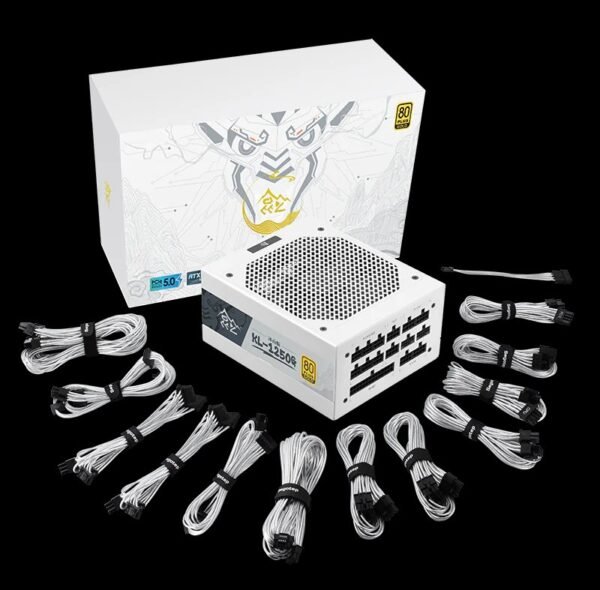 2025/12/1000381491.jpg Segotep KL-1250G 1250W PSU | 80+ Gold | ATX 3.0 | Fully Modular | PCIe 5.0 | White Edition | AI Cooling | Ultra-Silent 140mm Fan | White