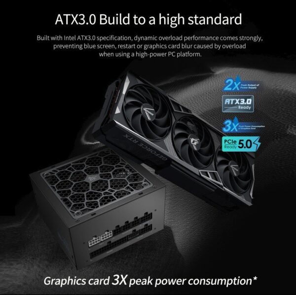 2025/12/1000381510.jpg Segotep MU-850G Full Modular 850W PSU – ATX 3.0 + PCIe 5.0 Ready, 80 Plus Gold Certified, All-Japanese Capacitors, Silent FDB Fan | BLACK