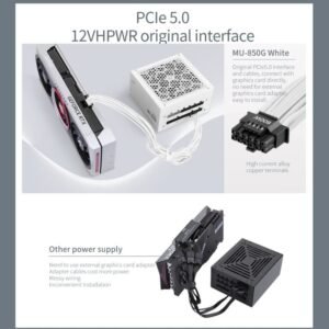 Segotep MU-850G Full Modular 850W PSU – ATX 3.0 + PCIe 5.0 Ready, 80 Plus Gold Certified, All-Japanese Capacitors, Silent FDB Fan | WHITE