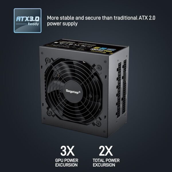 Segotep 750W Power Supply, 80 Plus Gold Full Modular PCIe 5.0 & ATX 3.1 Gaming PSU for NVIDIA RTX 20/30/40 Series & AMD GPU, 120mm Silent FDB Fan