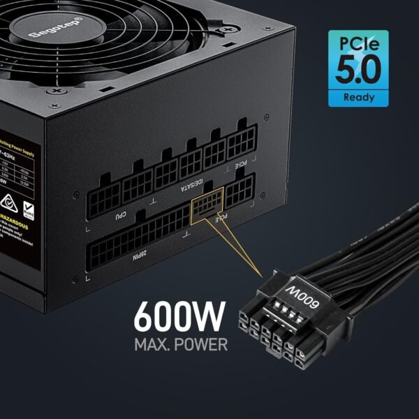 Segotep 750W Power Supply, 80 Plus Gold Full Modular PCIe 5.0 & ATX 3.1 Gaming PSU for NVIDIA RTX 20/30/40 Series & AMD GPU, 120mm Silent FDB Fan