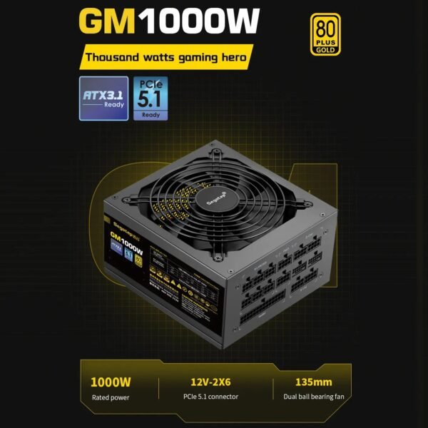 Segotep GM1000W 80+ Gold PSU | Fully Modular | PCIe 5.1 Ready | ATX 3.1 Compliant | Smart Cooling | High Efficiency | Wide Voltage Support | Black