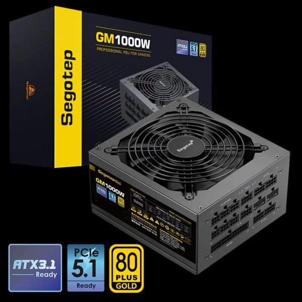 Segotep GM1000W 80+ Gold PSU | Fully Modular | PCIe 5.1 Ready | ATX 3.1 Compliant | Smart Cooling | High Efficiency | Wide Voltage Support | Black