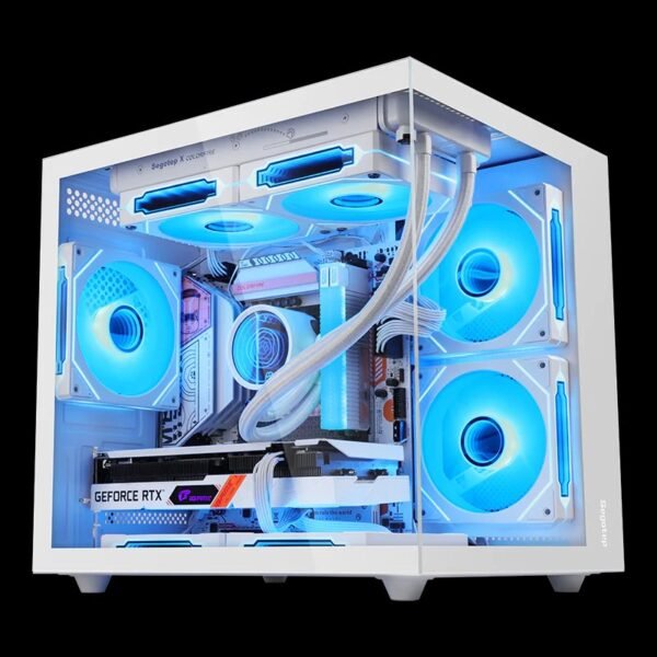 2025/12/1000381576-1.jpg Segotep Brave W1 M-ATX Case | Compact Gaming Case with Tempered Glass | USB Type-C Support | Up to 240mm Liquid Cooling | Sleek, Airy Design | White