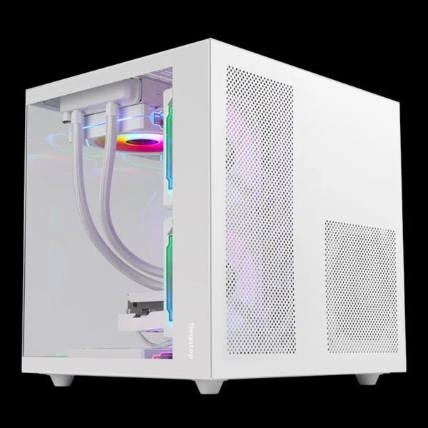 2025/12/1000381577.jpg Segotep Brave W1 M-ATX Case | Compact Gaming Case with Tempered Glass | USB Type-C Support | Up to 240mm Liquid Cooling | Sleek, Airy Design | White