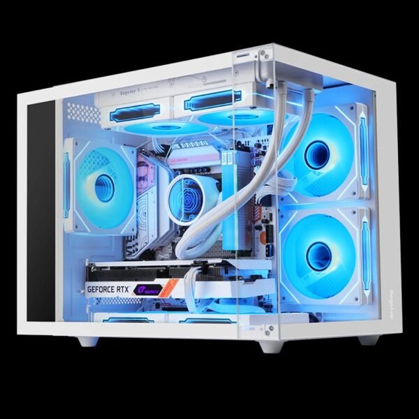 2025/12/1000381578.jpg Segotep Brave W1 M-ATX Case | Compact Gaming Case with Tempered Glass | USB Type-C Support | Up to 240mm Liquid Cooling | Sleek, Airy Design | White
