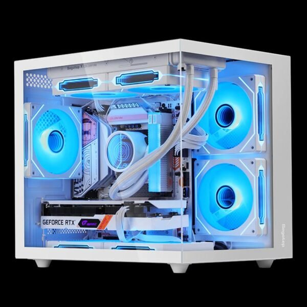 2025/12/1000381579.jpg Segotep Brave W1 M-ATX Case | Compact Gaming Case with Tempered Glass | USB Type-C Support | Up to 240mm Liquid Cooling | Sleek, Airy Design | White
